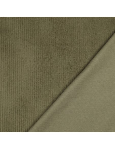 Tissu velours côtelé coton - Vert militaire