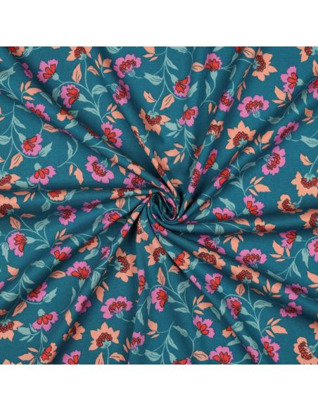 Tissu viscose lourde stretch Rosella - Bleu pétrole