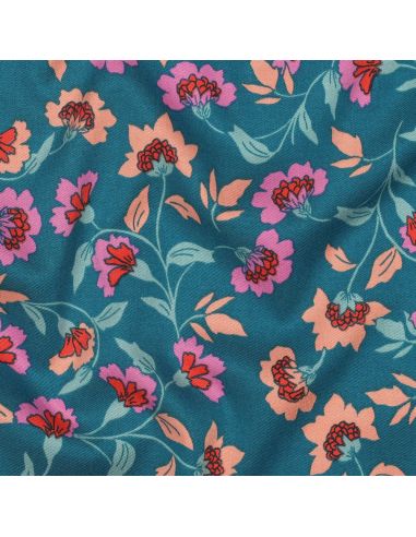Tissu viscose lourde stretch Rosella - Bleu pétrole