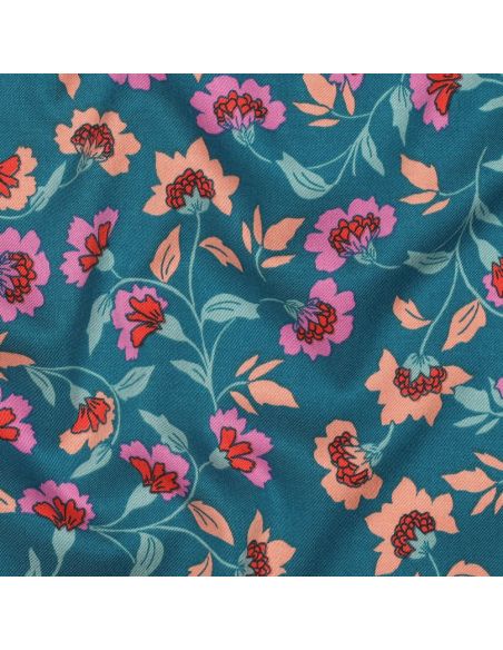 Tissu viscose lourde stretch Rosella - Bleu pétrole