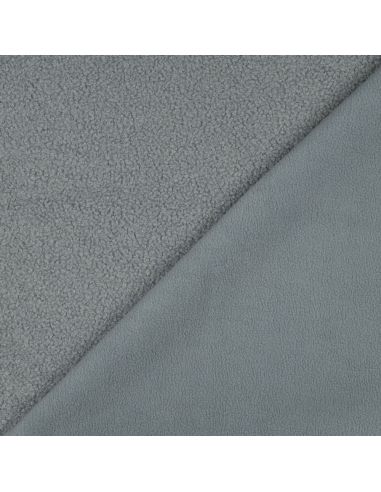 Tissu polaire Teddy double face - Gris bleu
