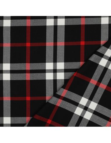 Tissus tartan écossais - Noir, blanc et rouge