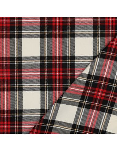 Tissus tartan écossais - Noir, rouge, jaune et blanc