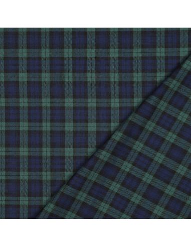 Tissus tartan écossais - Noir, bleu et vert
