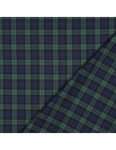 Tissus tartan écossais - Noir, bleu et vert