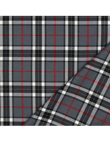 Tissus tartan écossais - Noir, gris et rouge