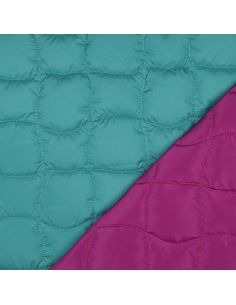 Tissu matelassé double face pop - Cyan et cerise