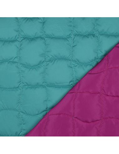Tissu matelassé double face pop - Cyan et cerise