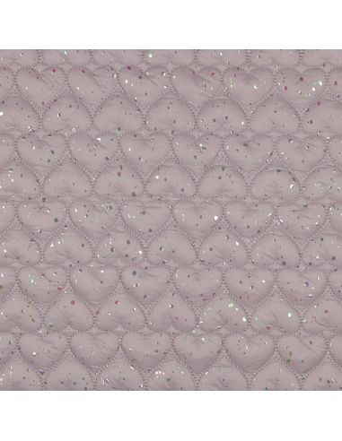 Tissu matelassé coeur irisé - Rose poudré