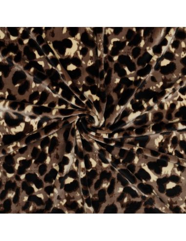 Tissu panne de velours animal - Félin