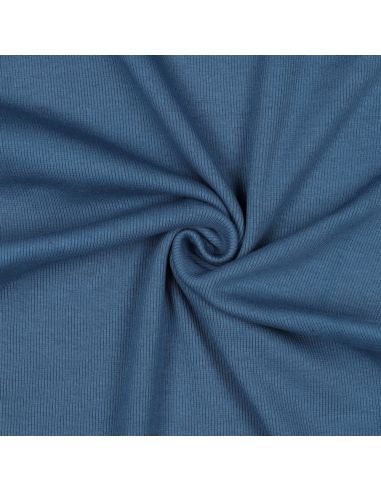 Tissu jersey bord côte côtelé - Bleu jeans