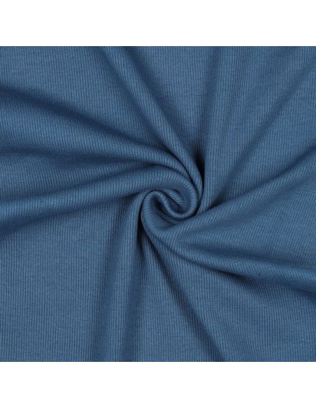Tissu jersey bord côte côtelé - Bleu jeans