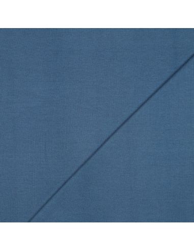 Tissu jersey bord côte côtelé - Bleu jeans