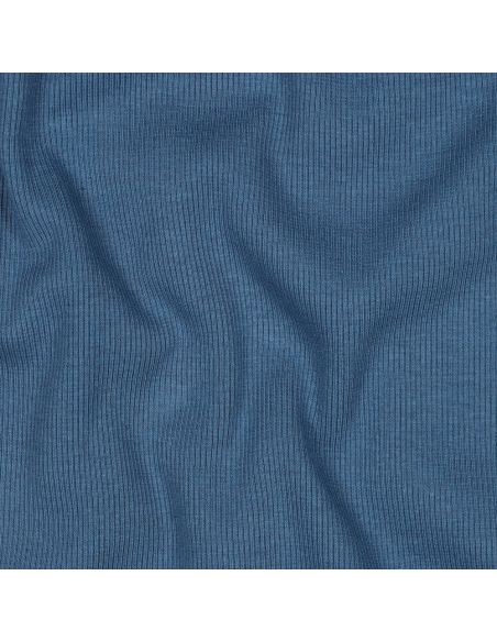 Tissu jersey bord côte côtelé - Bleu jeans