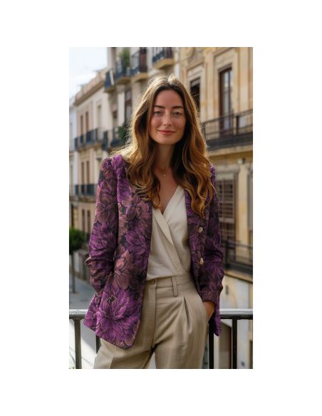 Tissu jacquard- Pivoine