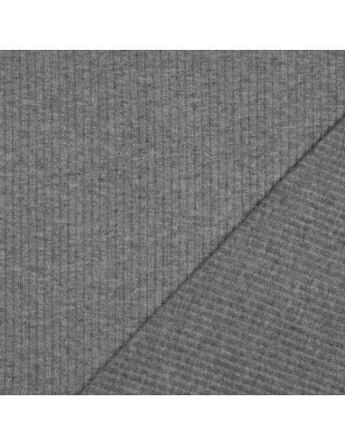 Tissu maille tricot côtelé lurex - Gris argenté
