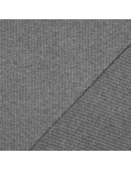 Tissu maille tricot côtelé lurex - Gris argenté