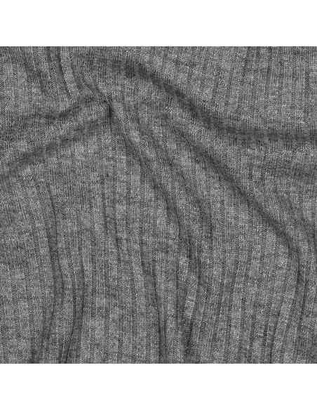 Tissu maille tricot côtelé lurex - Gris argenté