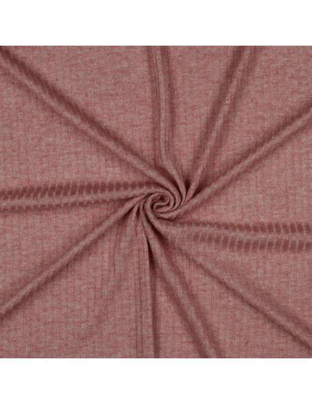 Tissu maille tricot côtelé lurex - Rose doré