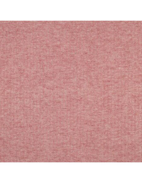 Tissu maille tricot côtelé lurex - Rose doré