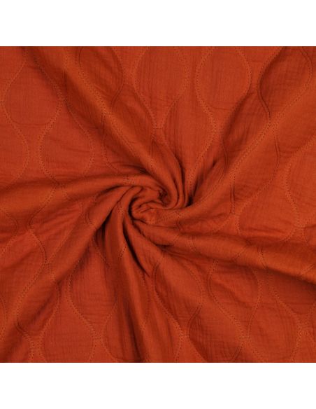 Tissu matelassé double gaze - Rouille