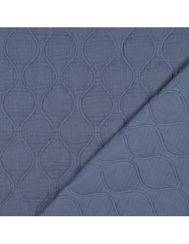 Tissu matelassé double gaze - Bleu jeans