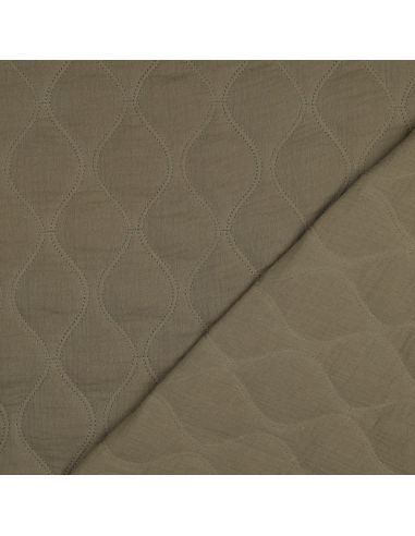 Tissu matelassé double gaze - Kaki