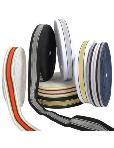 Elastique fantaisie lurex rayé blanc et argent 40 mm 2