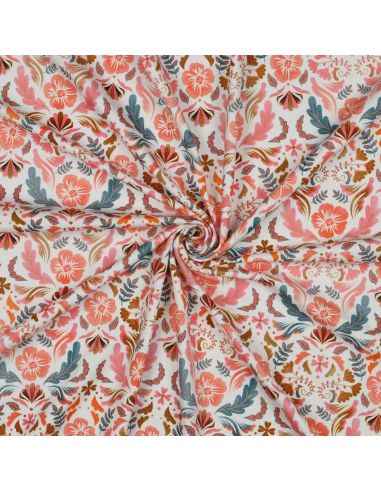 Tissu jersey imprimé Clara - Fond blanc