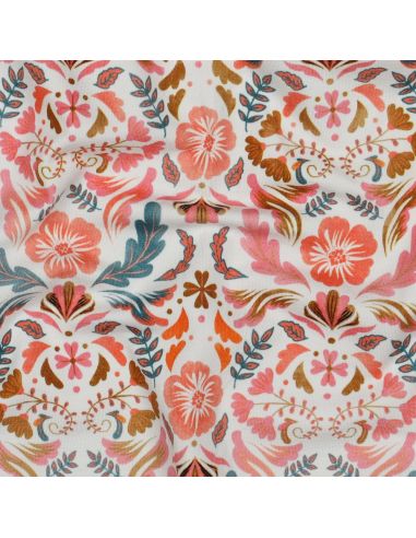 Tissu jersey imprimé Clara - Fond blanc