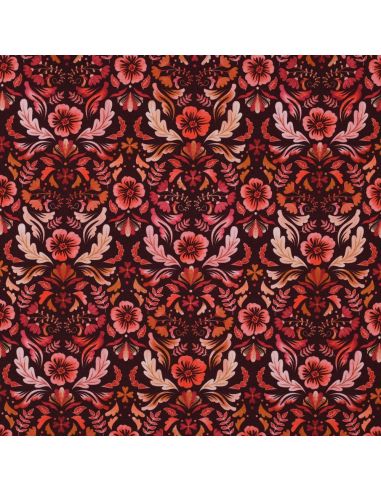 Tissu jersey imprimé Clara - Fond rouge