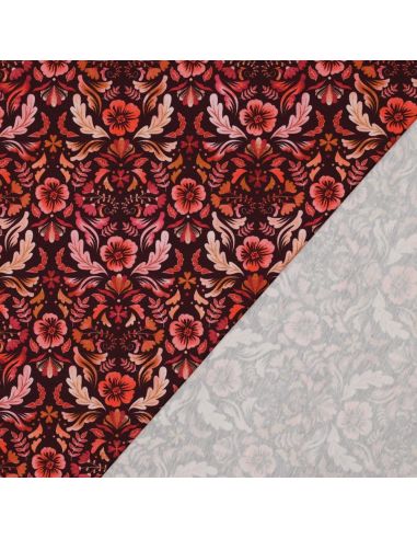 Tissu jersey imprimé Clara - Fond rouge