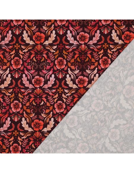 Tissu jersey imprimé Clara - Fond rouge