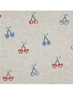 Tissu sweat mélangé glitter cerises - Écru 2
