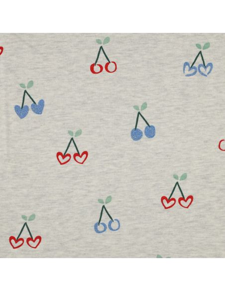 Tissu sweat mélangé glitter cerises - Écru