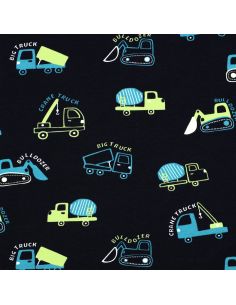 Tissu sweat léger engins de chantier - Bleu marine 2