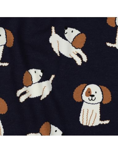 Tissu sweat léger chiens - Bleu marine