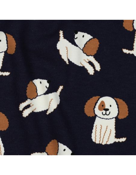 Tissu sweat léger chiens - Bleu marine