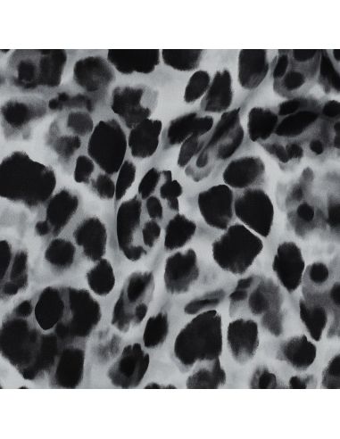 Tissu viscose effet satiné - Animal noir