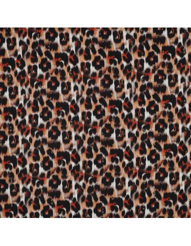 Tissu viscose lurex - Animal marron