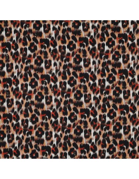 Tissu viscose lurex - Animal marron