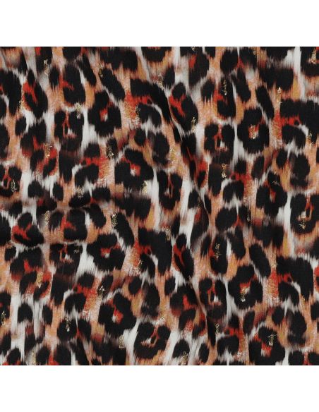 Tissu viscose lurex - Animal marron