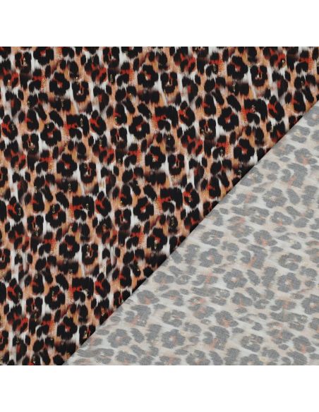 Tissu viscose lurex - Animal marron