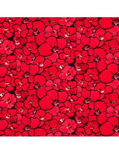 Tissu jersey viscose - Coquelicots