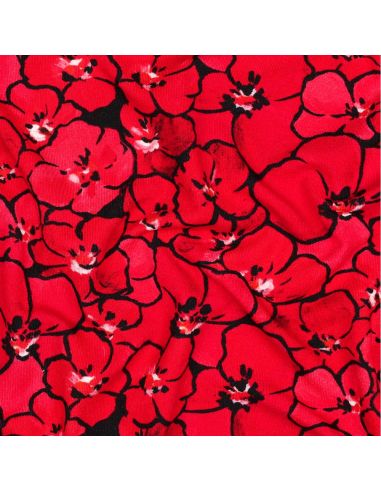 Tissu jersey viscose - Coquelicots