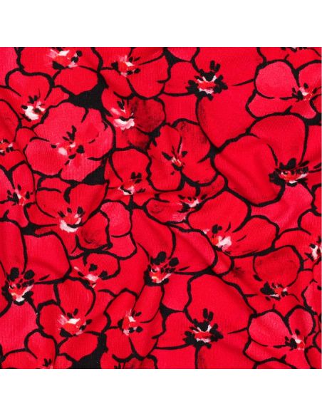 Tissu jersey viscose - Coquelicots