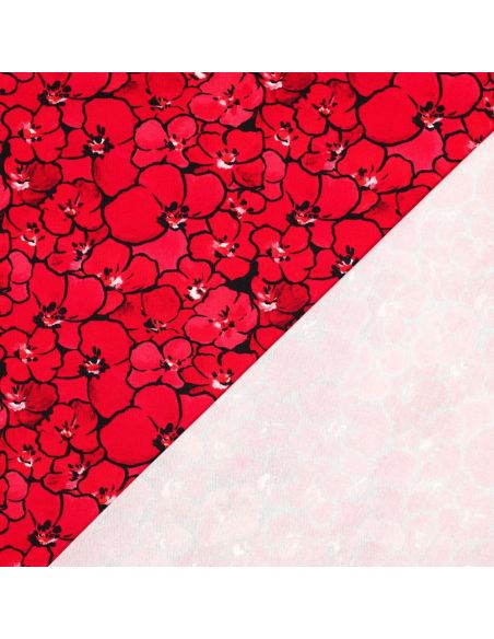 Tissu jersey viscose - Coquelicots