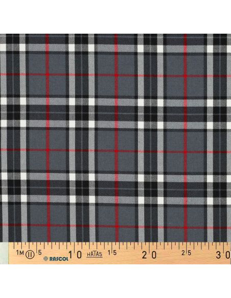 Tissus tartan écossais - Noir, gris et rouge