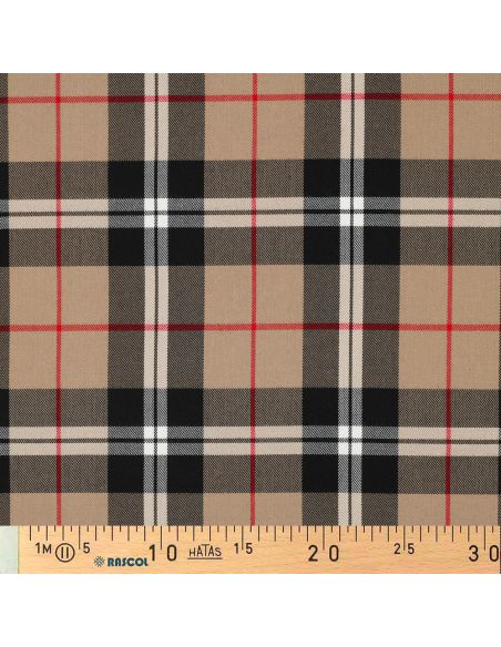 Tissus tartan écossais - Camel et noir