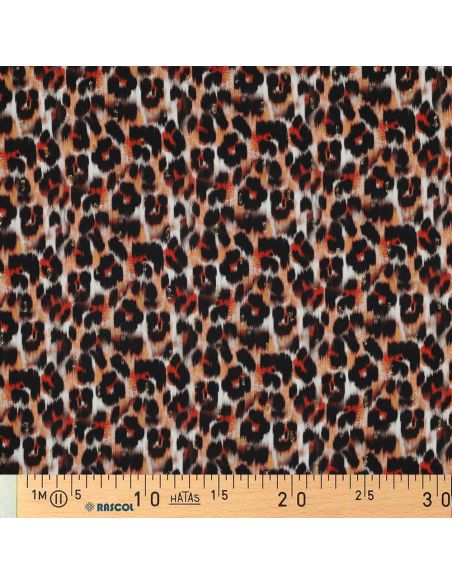 Tissu viscose lurex - Animal marron
